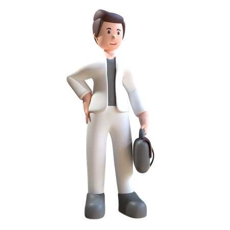 Hombre mantenga bolsa de oficina  3D Illustration