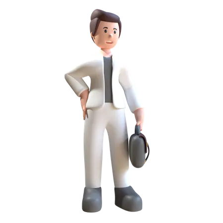 Hombre mantenga bolsa de oficina  3D Illustration