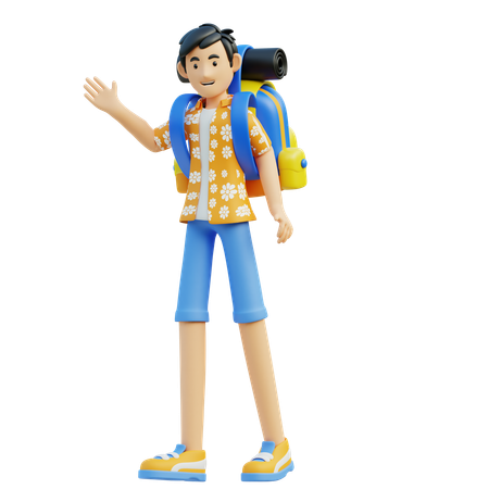 Hombre lleva bolsa de viaje  3D Icon