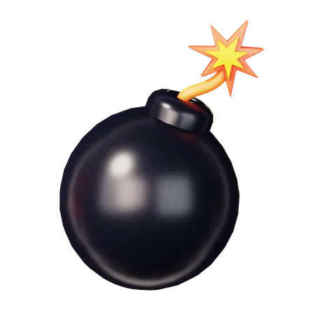 Cute Cartoon Bomb Combat Weapon With Firein Black And Green Tone Police Bandit And Military Weapon Defense Help Option Against Enemy Aggressor Anti Terrorism Action 3D Icon