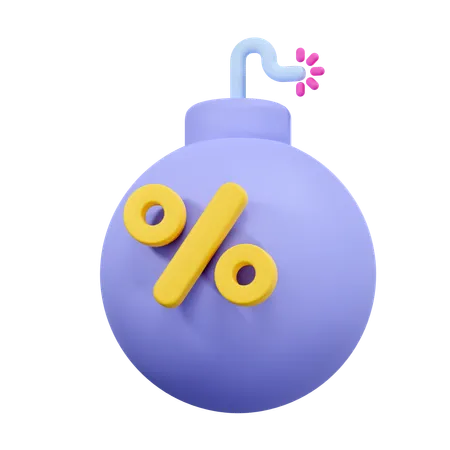 Bomb Discount Illustration 3D Icon