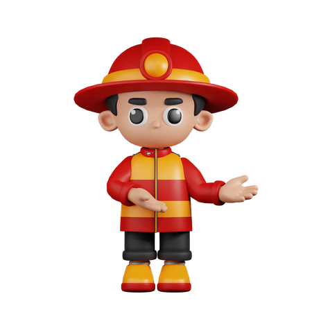 Bombero apuntando a algo  3D Illustration