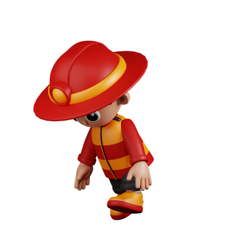 Bombero cansado  3D Illustration