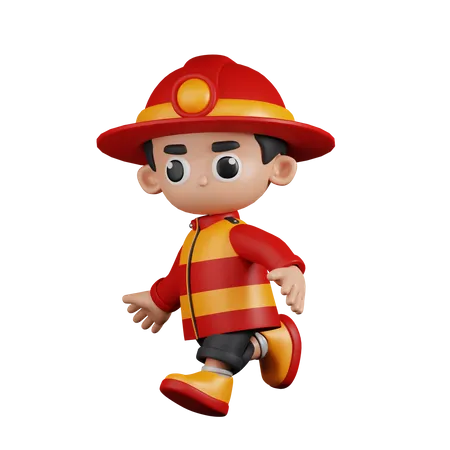 Bombero corriendo  3D Illustration