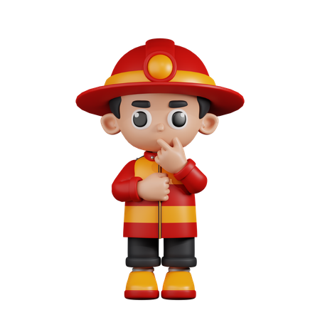 Bombero curioso  3D Illustration