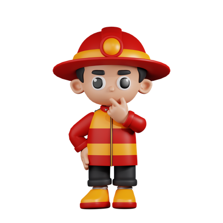 Bombero curioso  3D Illustration