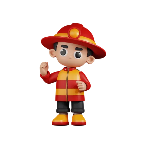 Bombero dando felicitaciones  3D Illustration