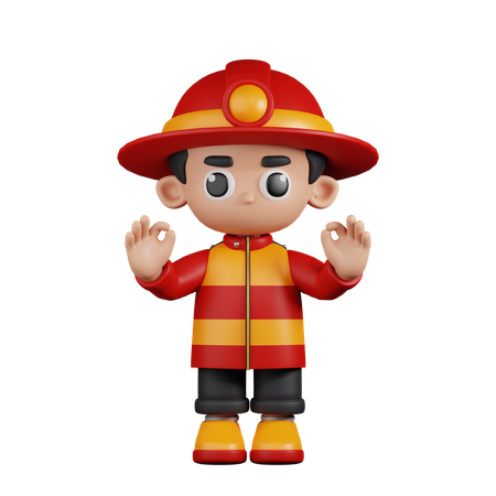 Bombero dando gesto con la mano Ok  3D Illustration