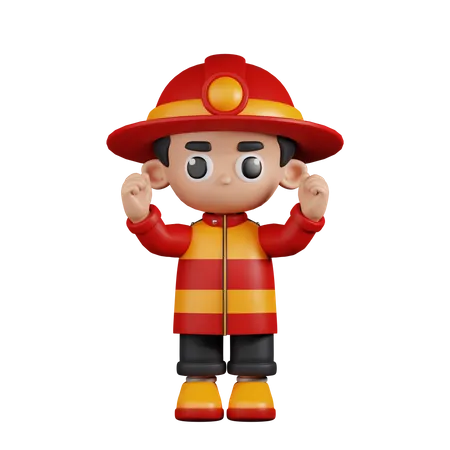 Bombero emocionado  3D Illustration