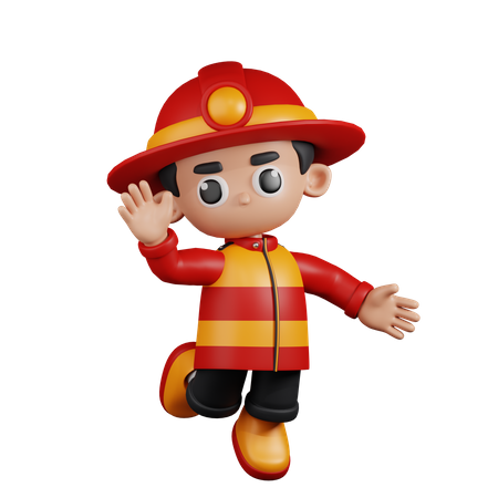 Bombero feliz  3D Illustration