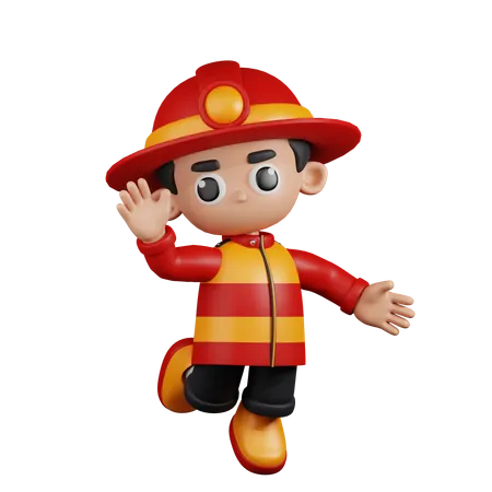 Bombero feliz  3D Illustration