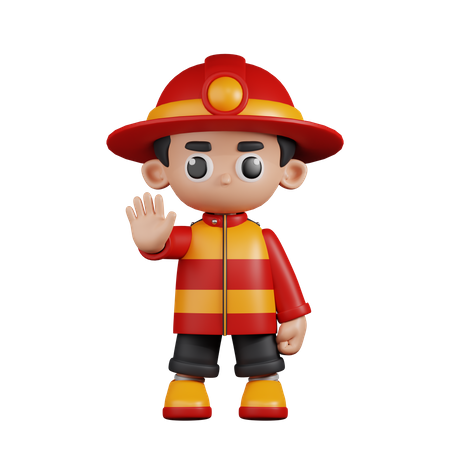 Bombero haciendo la señal de stop  3D Illustration