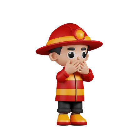 Bombero asustado  3D Illustration