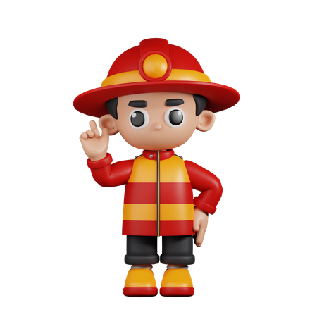 Bombero apuntando hacia arriba  3D Illustration