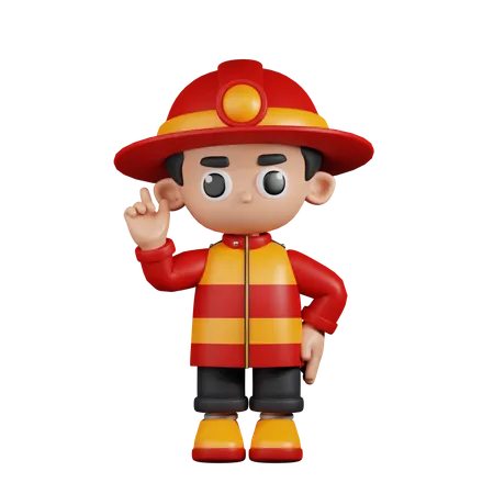 Bombero apuntando hacia arriba  3D Illustration