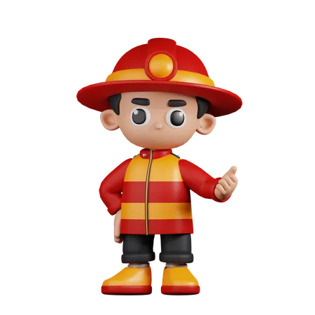 Bombero señalando al lado  3D Illustration