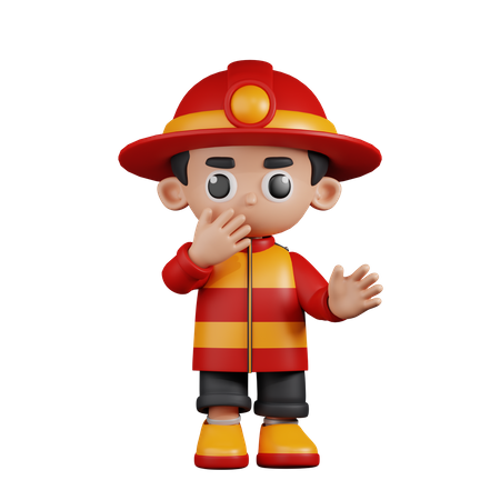 Bombero sorprendido  3D Illustration