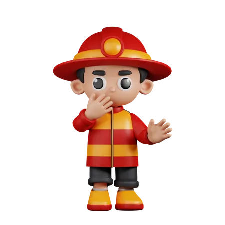 Bombero sorprendido  3D Illustration