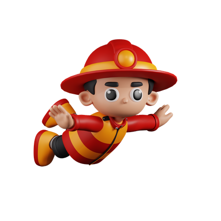 Bombero volador  3D Illustration