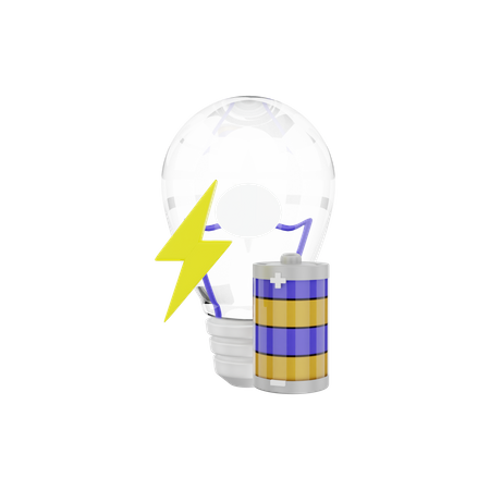 Bombilla alimentada por batería  3D Illustration