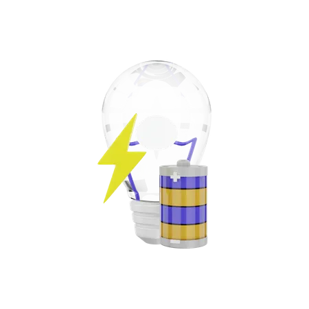 Bombilla alimentada por batería  3D Illustration