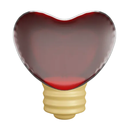 Bombilla en forma de corazón  3D Icon
