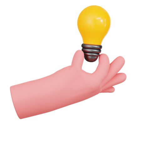 Mano sosteniendo la bombilla  3D Icon