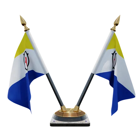 Bonaire Double (V) Desk Flag Stand  3D Icon
