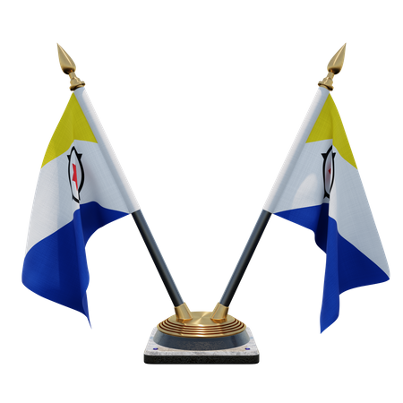 Bonaire Double Desk Flag Stand  3D Illustration