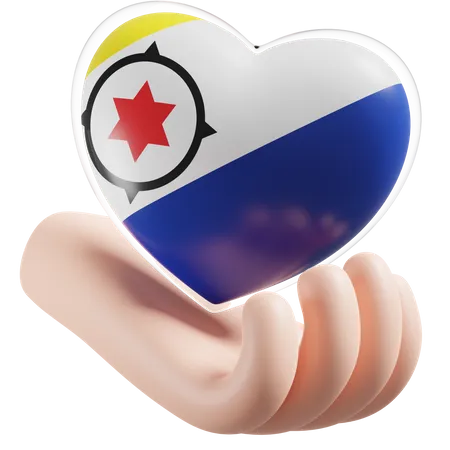 Bonaire Flag Heart Hand Care  3D Icon