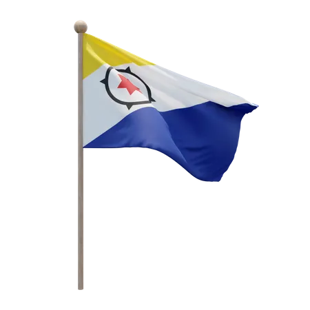 Bonaire Flag Pole  3D Illustration