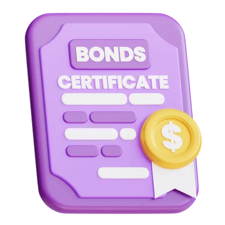 3 D Bond Certificate Icon 3D Icon