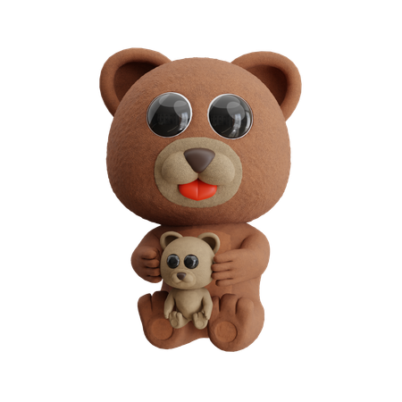 Boneca que abraça um urso  3D Illustration