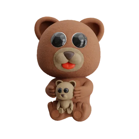 Boneca que abraça um urso  3D Illustration