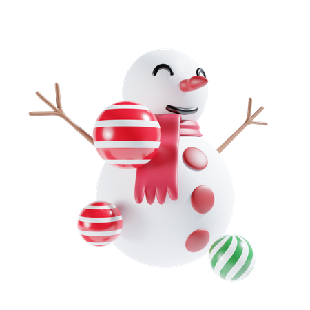 Boneco de neve com bola  3D Icon