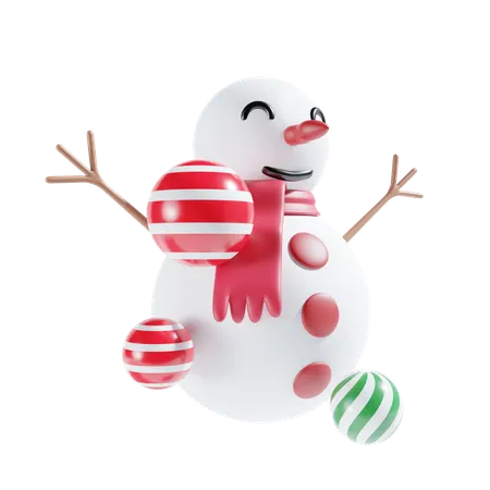 Boneco de neve com bola  3D Icon