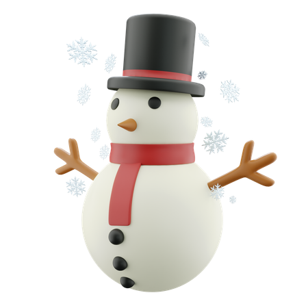 Boneco de neve com chapéu  3D Icon