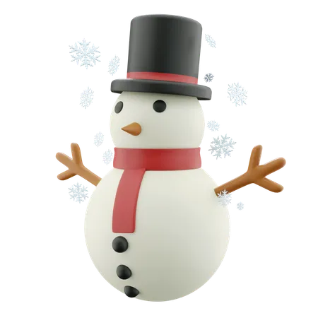 Boneco de neve com chapéu  3D Icon