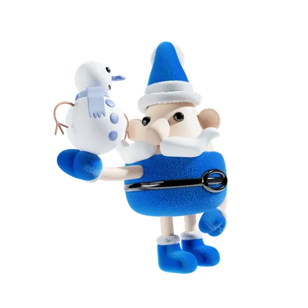 Boneco de neve com Papai Noel  3D Illustration