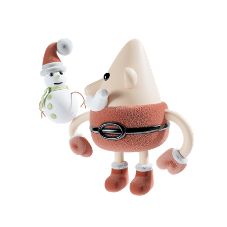 Boneco de neve com Papai Noel  3D Icon