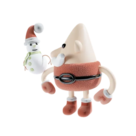 Boneco de neve com Papai Noel  3D Icon