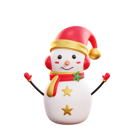 Boneco de neve de natal usando fone de ouvido  3D Illustration