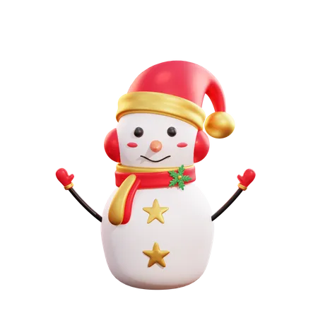 Boneco de neve de natal usando fone de ouvido  3D Illustration