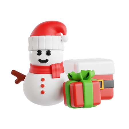 Boneco de neve e caixa de presente  3D Icon
