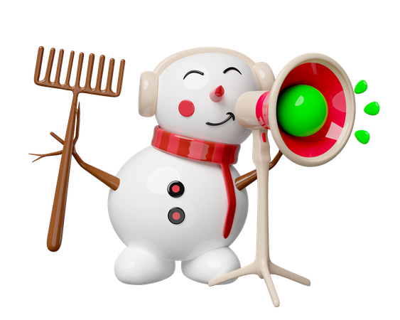 Boneco de neve está fazendo marketing  3D Illustration