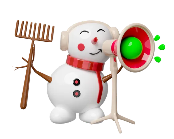 Boneco de neve está fazendo marketing  3D Illustration