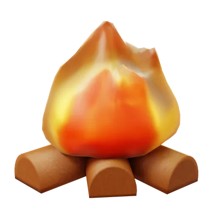 3 D Cute Cartoon Bonfire In Outdoor Winter Season Campfire Or Fireplace Burning Woodpile Happy New Year Decoration Merry Christmas Holiday New Year And Xmas Celebration 3D Icon