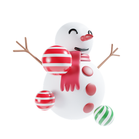 Bonhomme de neige avec ballon  3D Icon