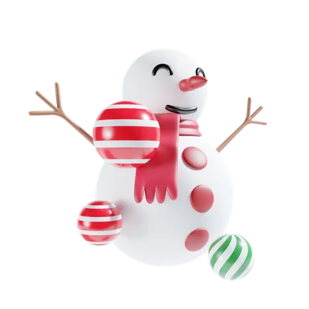 Bonhomme de neige avec ballon  3D Icon