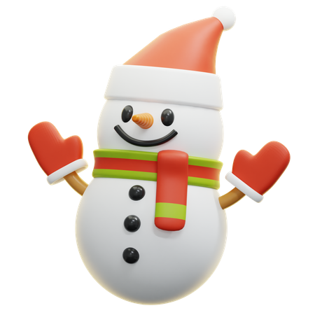 Bonhomme de neige avec bonnet de noel  3D Icon